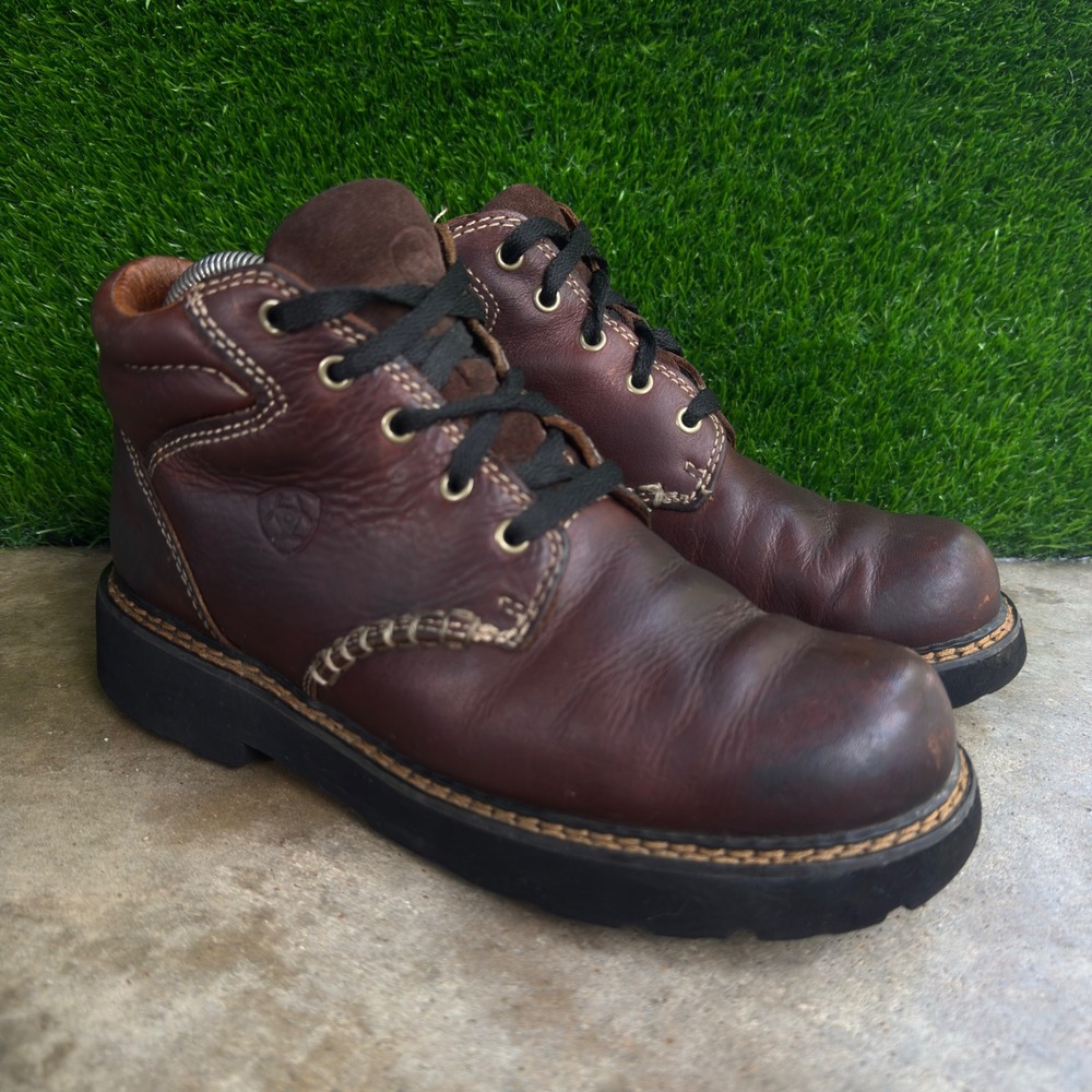 Vintage 90s Ariat Leather Workwear Ankle Boots Brown 8B